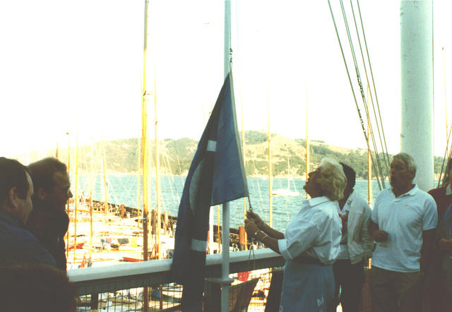 BoBo raising the Knarr flag for the 1986 IKC